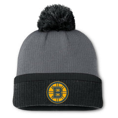 Boston Bruins Fanatics Women's Cuffed Knit Hat with Pom Charcoal