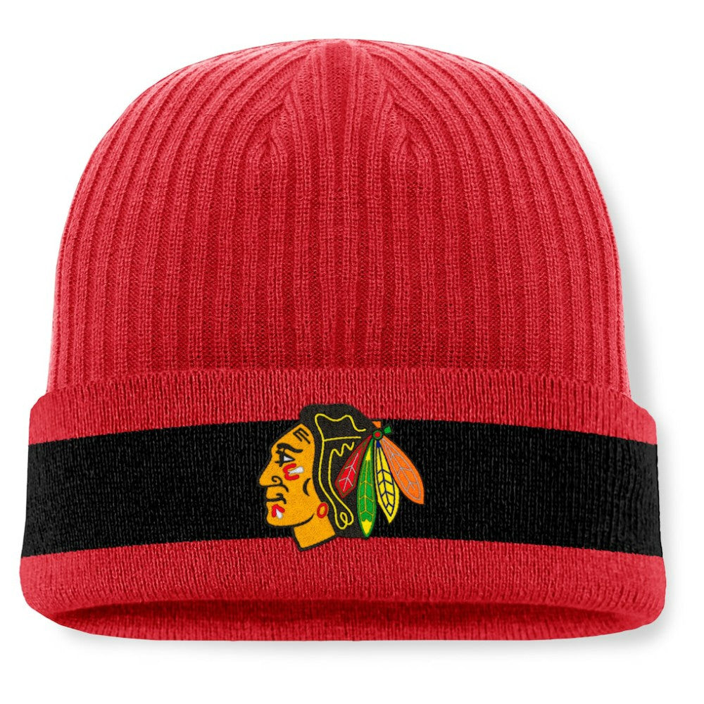 Chicago Blackhawks Fanatics Blueliner Cuffed Knit Hat Red