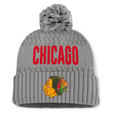 Chicago Blackhawks Fanatics Women's Heritage Tilly Cuffed Knit Hat with Pom Gray