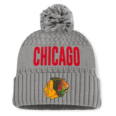 Chicago Blackhawks Fanatics Women's Heritage Tilly Cuffed Knit Hat with Pom Gray