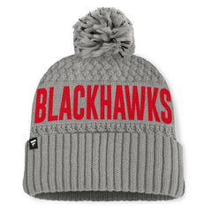 Chicago Blackhawks Fanatics Women's Heritage Tilly Cuffed Knit Hat with Pom Gray