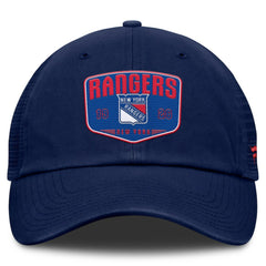 New York Rangers Fanatics Fundamental One-Time Trucker Adjustable Hat Blue