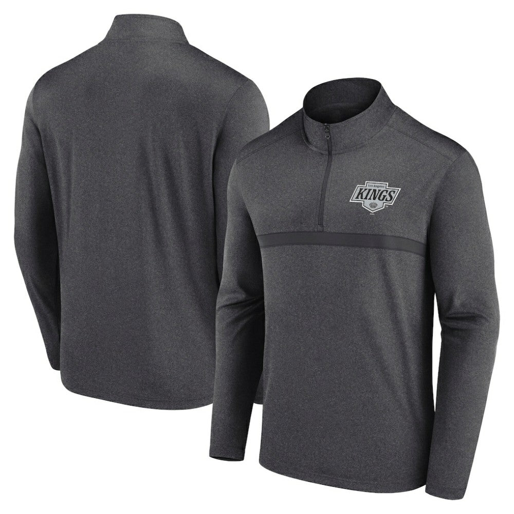Los Angeles Kings Logo Athletic Head-to-Head Raglan Quarter-Zip Top Heather Charcoal