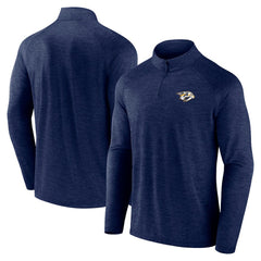 Nashville Predators Logo Athletic Head-to-Head Raglan Quarter-Zip Top Navy
