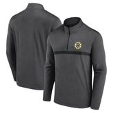 Boston Bruins Logo Athletic Head-to-Head Raglan Quarter-Zip Top Heather Charcoal