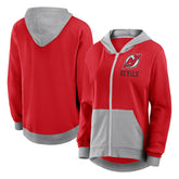 New Jersey Devils Logo Athletic Women's Hit It French Terry Full-Zip Hoodie Red