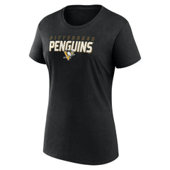 Pittsburgh Penguins Logo Athletic Women's Launch Scoop Neck T-Shirt Black