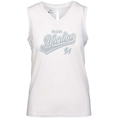Miami Marlins Levelwear Women's Paisley Sweep V-Neck Tank Top White