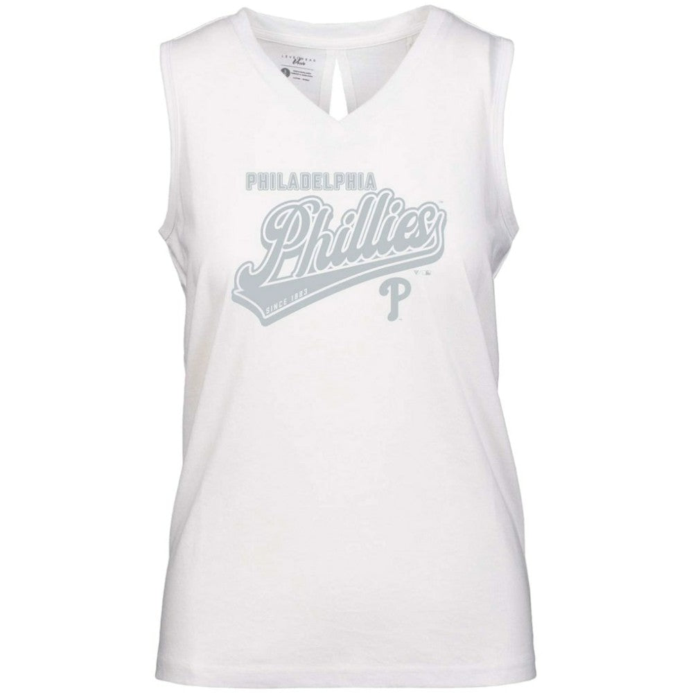 Philadelphia Phillies Levelwear Women's Paisley Sweep V-Neck Tank Top White