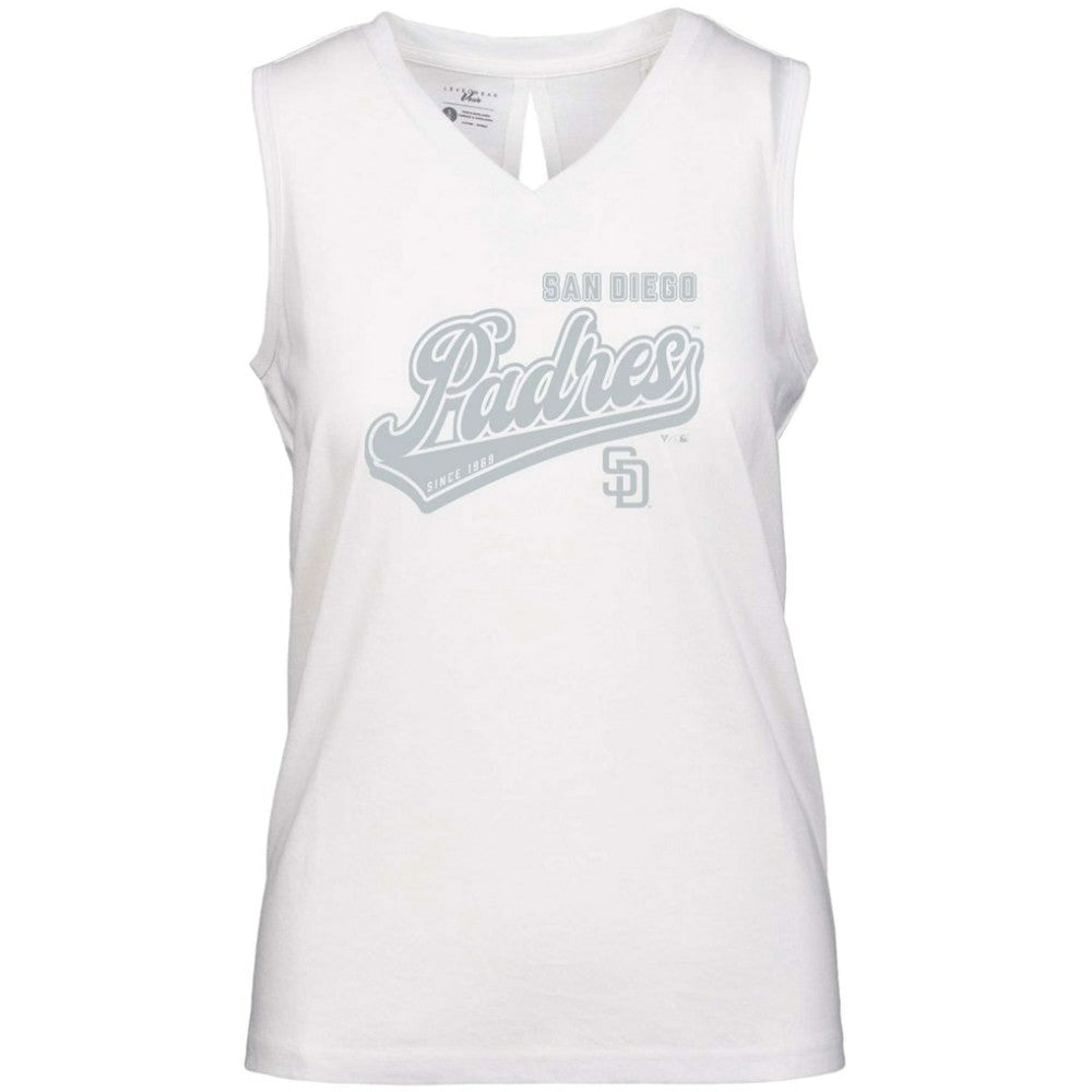 San Diego Padres Levelwear Women's Paisley Sweep V-Neck Tank Top White