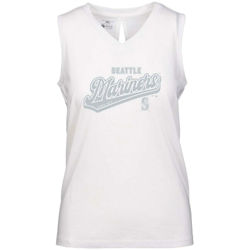 Seattle Mariners Levelwear Women's Paisley Sweep V-Neck Tank Top White