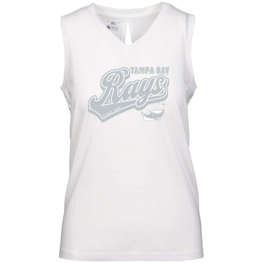 Tampa Bay Rays Levelwear Women's Paisley Sweep V-Neck Tank Top White