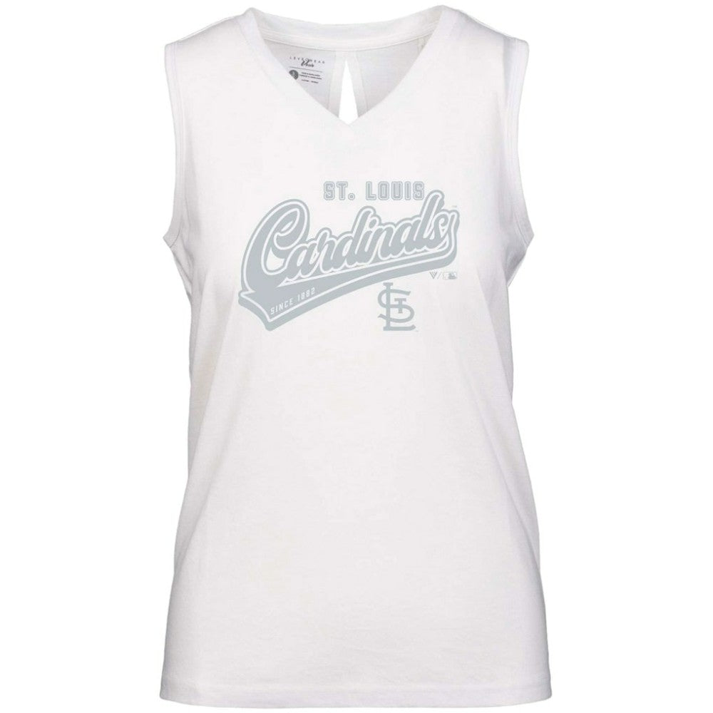 St. Louis Cardinals Levelwear Women's Paisley Sweep V-Neck Tank Top White
