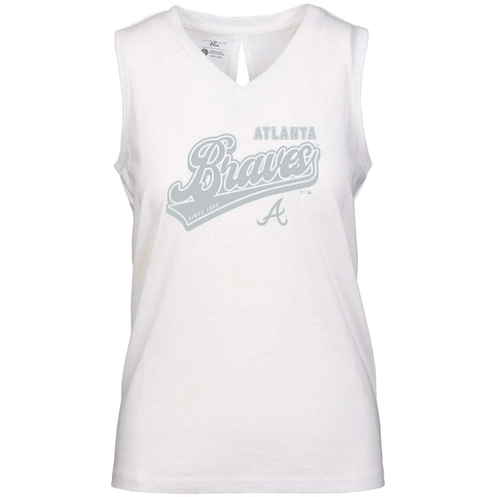 Atlanta Braves Levelwear Women's Paisley Sweep V-Neck Tank Top White