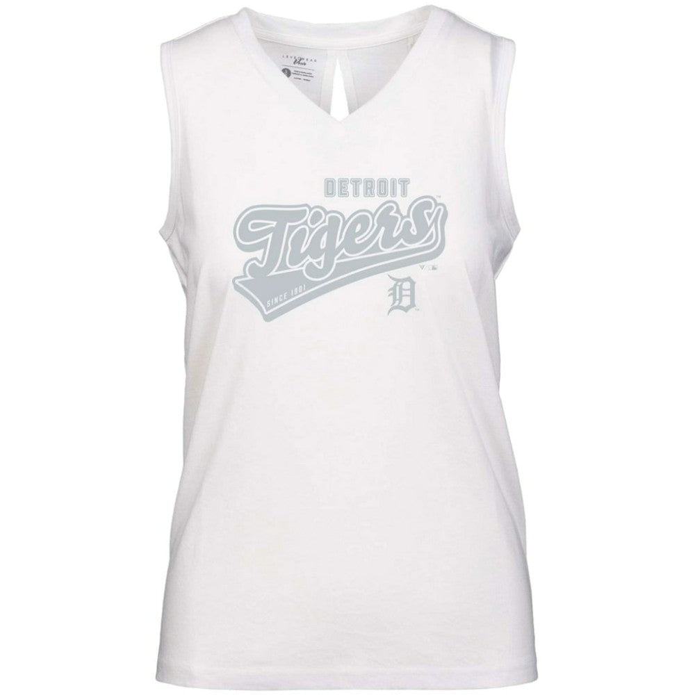 Detroit Tigers Levelwear Women's Paisley Sweep V-Neck Tank Top White