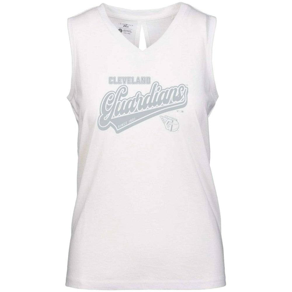 Cleveland Guardians Levelwear Women's Paisley Sweep V-Neck Tank Top White