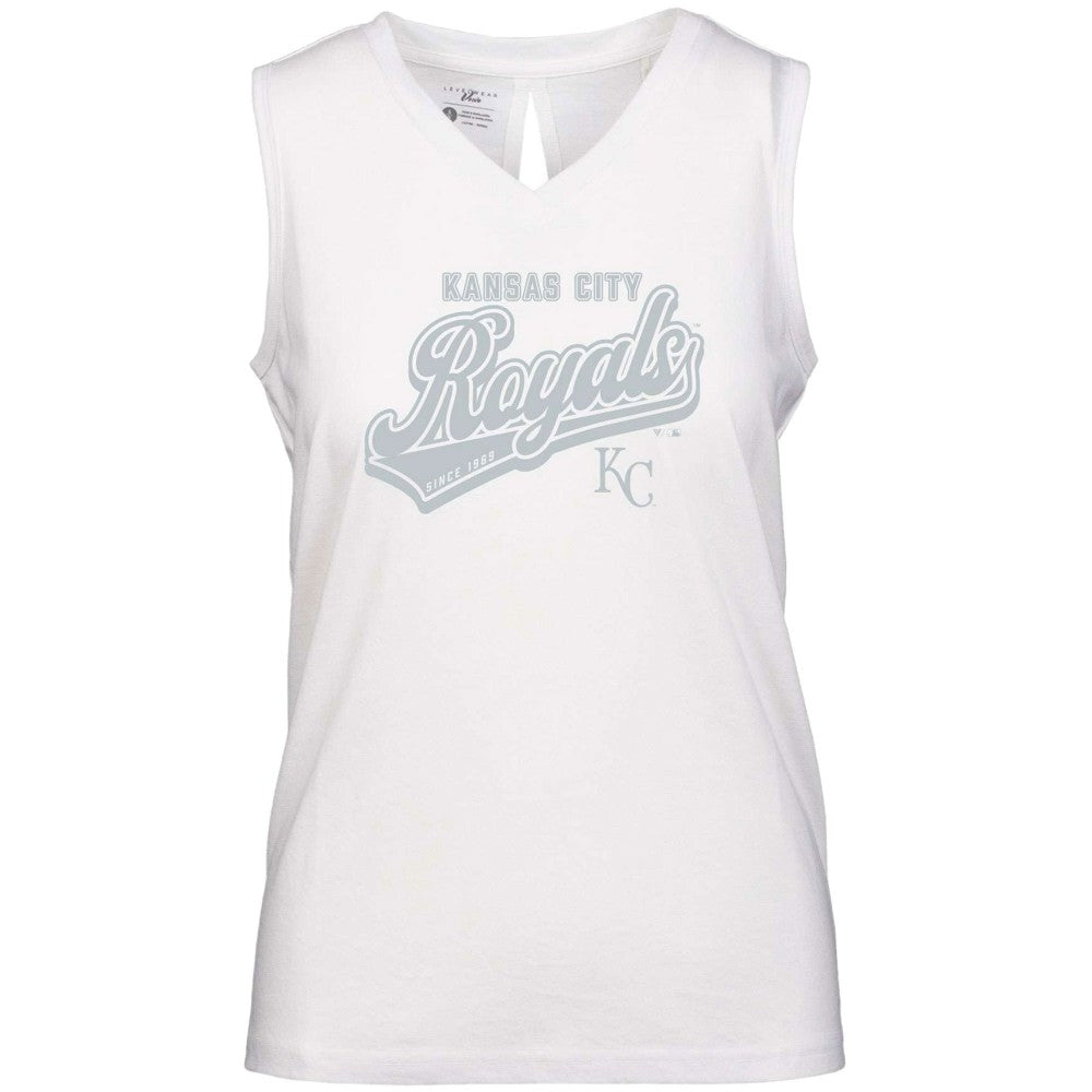 Kansas City Royals Levelwear Women's Paisley Sweep V-Neck Tank Top White
