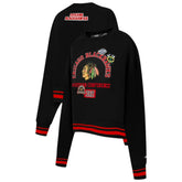 Chicago Blackhawks Pro Standard Women's Area Code Cropped Pullover Sweatshirt Black