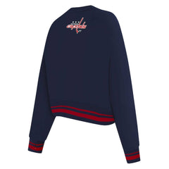 Washington Capitals Pro Standard Women's Area Code Cropped Pullover Sweatshirt Navy