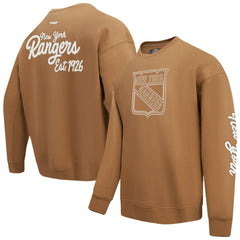 New York Rangers Pro Standard Paint the City Pullover Sweatshirt Brown