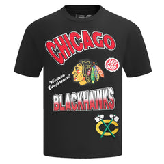 Chicago Blackhawks Pro Standard Turn It Up Dropped Shoulder T-Shirt Black