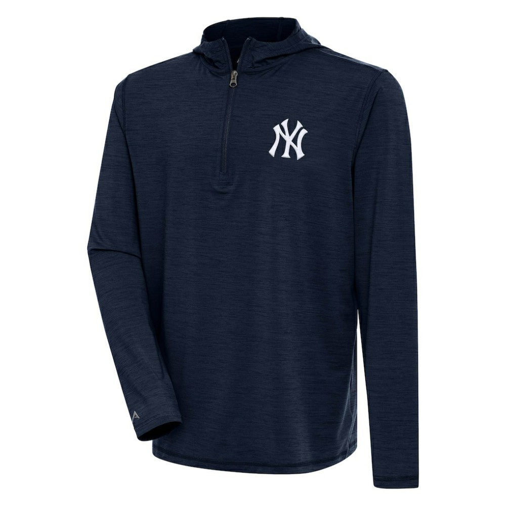 New York Yankees Antigua Tidy Quarter-Zip Hoodie Heather Navy