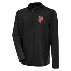 New York Mets Antigua Tidy Quarter-Zip Hoodie Heather Black