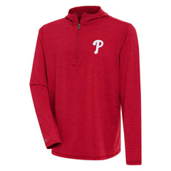 Philadelphia Phillies Antigua Tidy Quarter-Zip Hoodie Heather Red