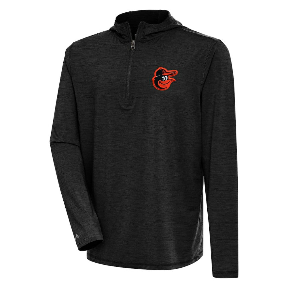 Baltimore Orioles Antigua Tidy Quarter-Zip Hoodie Heather Black