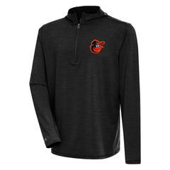 Baltimore Orioles Antigua Tidy Quarter-Zip Hoodie Heather Black