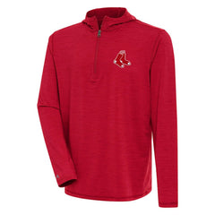 Boston Red Sox Antigua Tidy Quarter-Zip Hoodie Heather Red