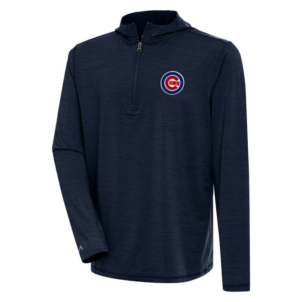 Chicago Cubs Antigua Tidy Quarter-Zip Hoodie Heather Navy
