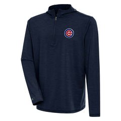 Chicago Cubs Antigua Tidy Quarter-Zip Hoodie Heather Navy