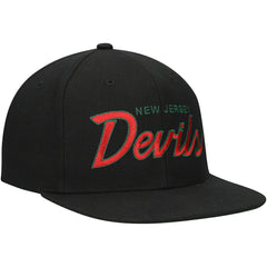 New Jersey Devils Mitchell & Ness Core Team Script 2.0 Snapback Hat Black