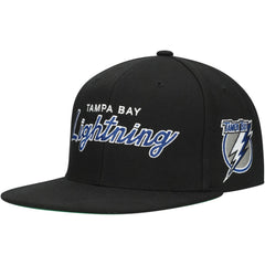 Tampa Bay Lightning Mitchell & Ness Core Team Script 2.0 Snapback Hat Black