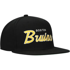 Boston Bruins Mitchell & Ness Core Team Script 2.0 Snapback Hat Black