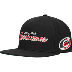 Carolina Hurricanes Mitchell & Ness Core Team Script 2.0 Snapback Hat Black