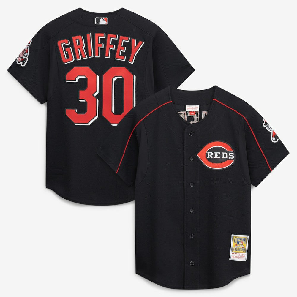 Ken Griffey Jr. Cincinnati Reds Cooperstown Collection Authentic Mesh Batting Practice Jersey - Black