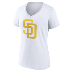 San Diego Padres Women's Official Logo V-Neck T-Shirt White