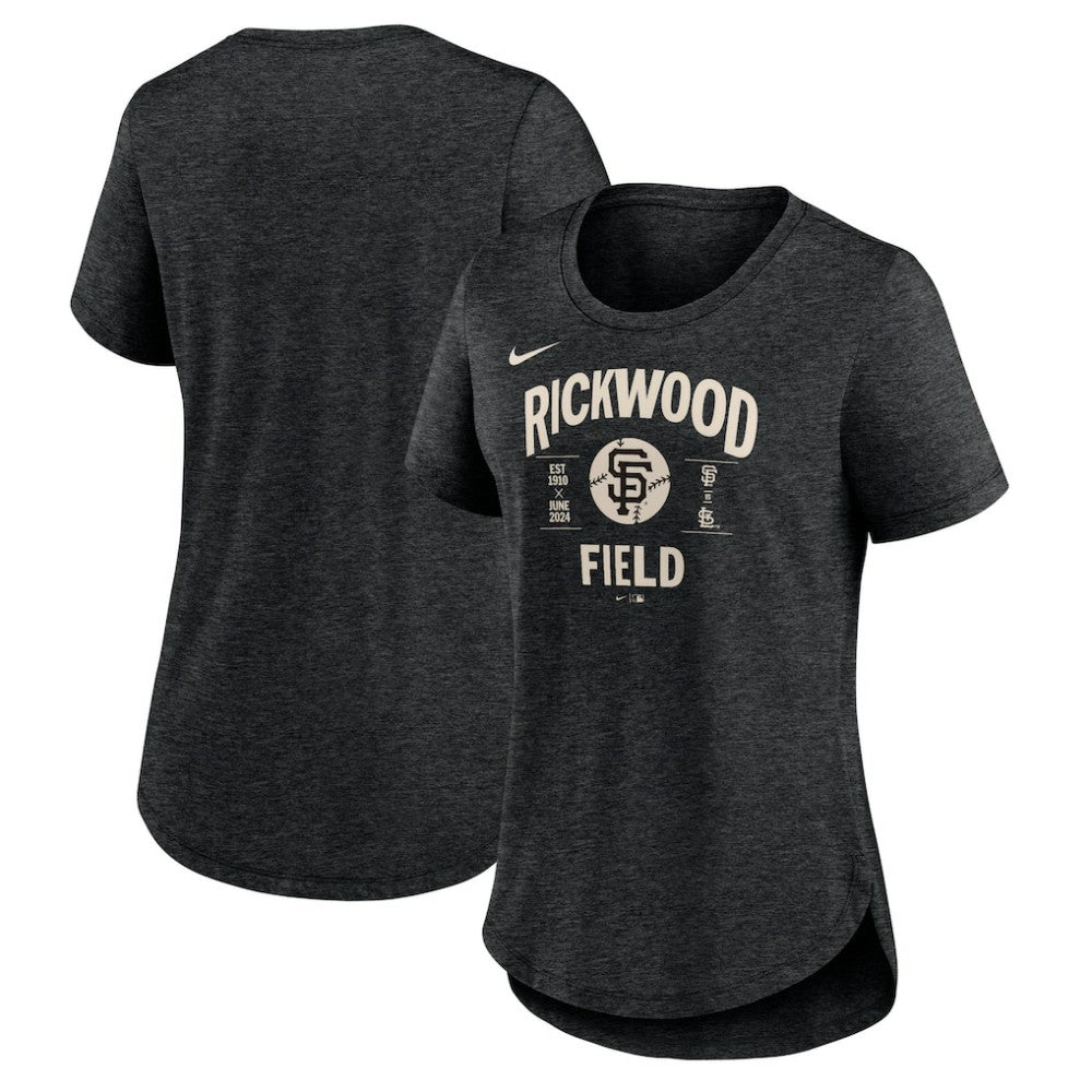 San Francisco Giants Women's 2024 Rickwood Classic Tribute Tri-Blend T-Shirt Heather Black | Nike