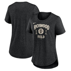 San Francisco Giants Women's 2024 Rickwood Classic Tribute Tri-Blend T-Shirt Heather Black | Nike