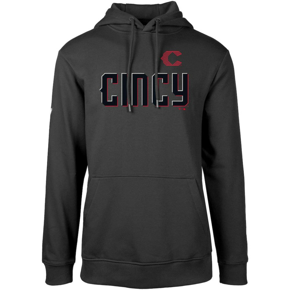 Cincinnati Reds Levelwear City Connect Podium Core Logo Pullover Hoodie Black