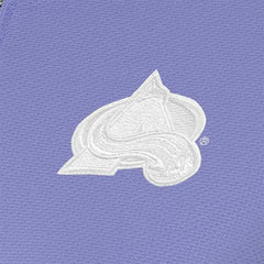 Colorado Avalanche Antigua Women's White Logo Finish Quarter-Zip Top Heather Purple