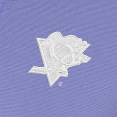 Pittsburgh Penguins Antigua Women's White Logo Finish Quarter-Zip Top Heather Purple