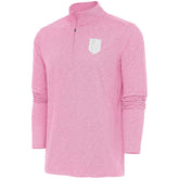 Vegas Golden Knights Antigua White Logo Hunk Quarter-Zip Pullover Pink