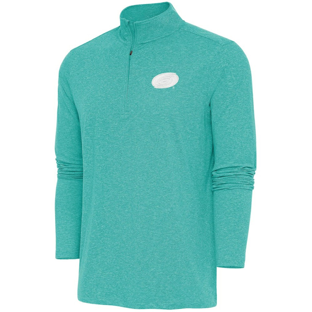 Carolina Hurricanes Antigua White Logo Hunk Quarter-Zip Pullover Heather Aqua