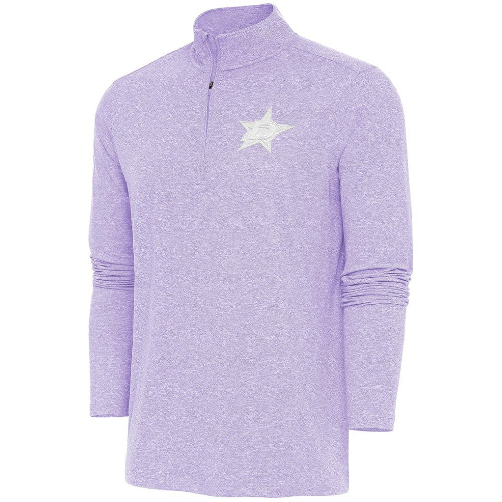 Dallas Stars Antigua White Logo Hunk Quarter-Zip Pullover Lavender