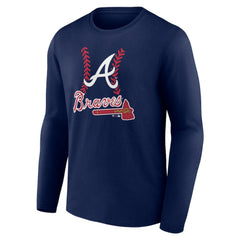 Atlanta Braves Personalized Name & Number Fastball Long Sleeve T-Shirt Navy