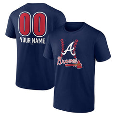 Atlanta Braves Personalized Name & Number Fastball T-Shirt Navy