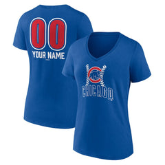 Chicago Cubs Women's Personalized Name & Number Fastball V-Neck T-Shirt Royal